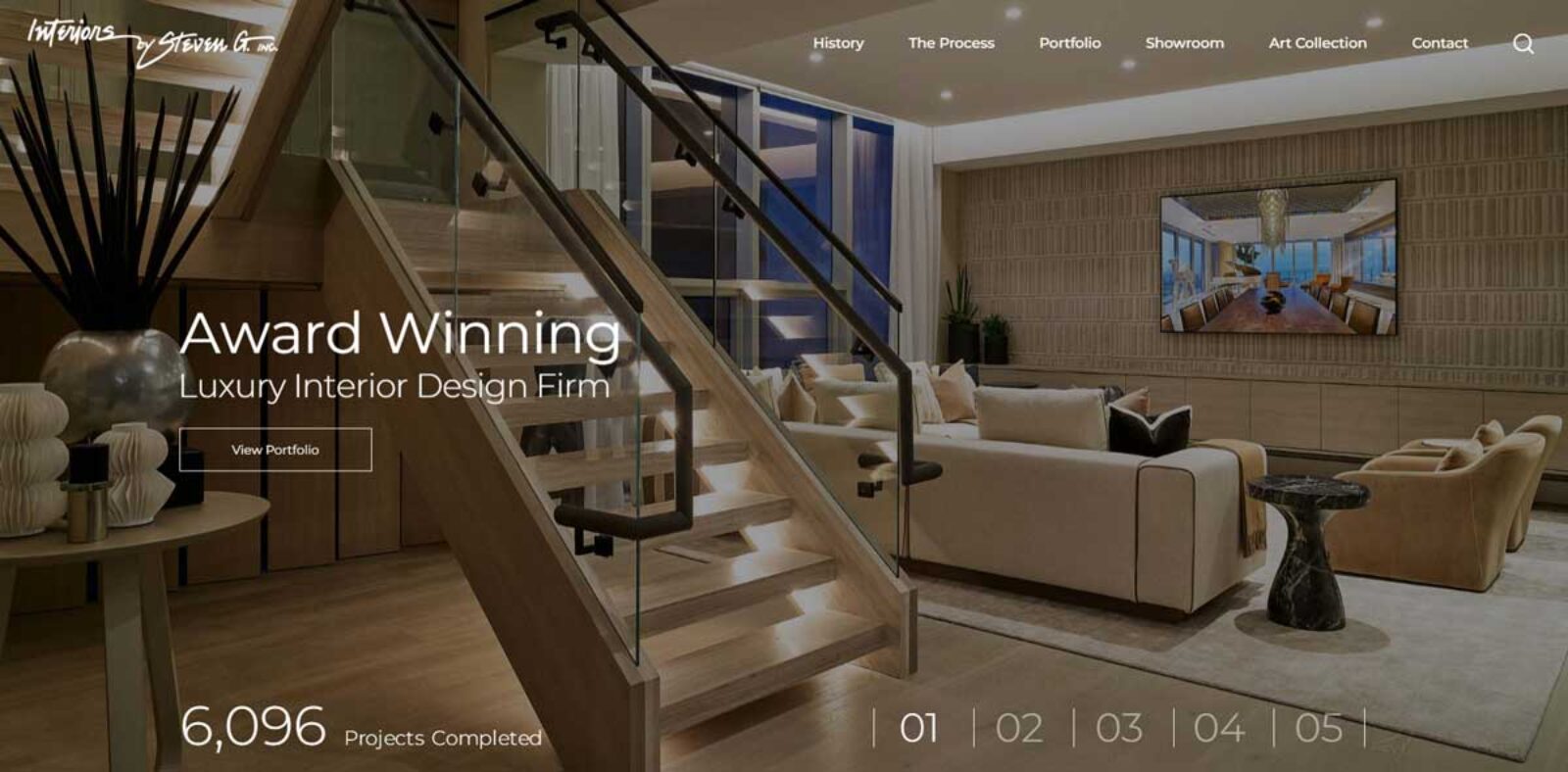 Custom website design for Interiors by Steven G created by Zulu Shack Creative Home Page