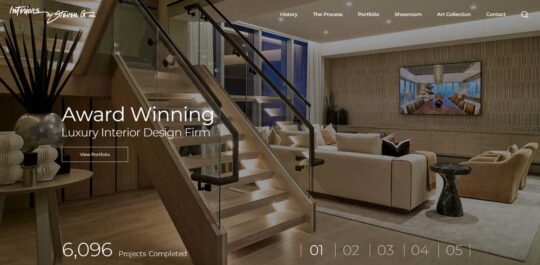 Custom website design for Interiors by Steven G created by Zulu Shack Creative Home Page