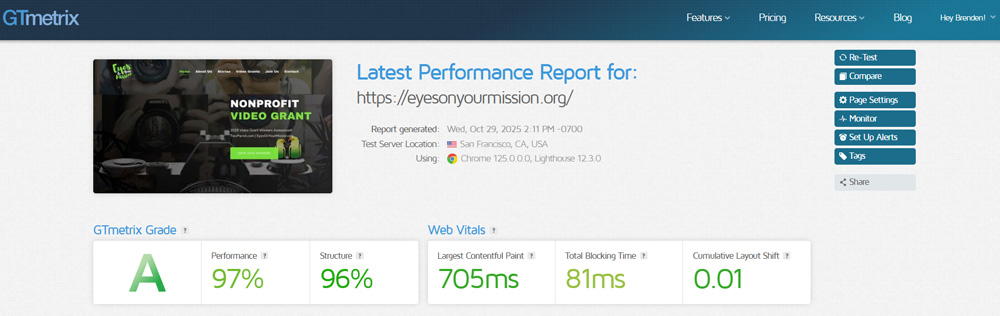 Fast Page Speed scores for website